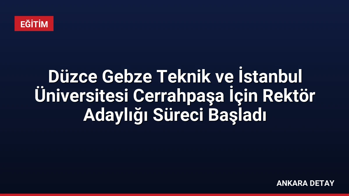Düzce Gebze Teknik ve İstanbul Üniversitesi Cerrahpaşa İçin Rektör Adaylığı Süreci Başladı
