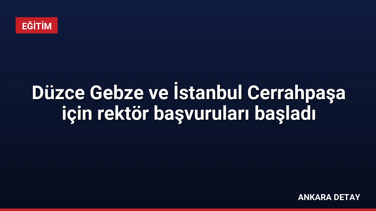 Düzce Gebze ve İstanbul Cerrahpaşa için rektör başvuruları başladı