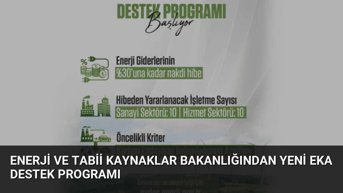Enerji ve Tabii Kaynaklar Bakanlığından Yeni EKA Destek Programı