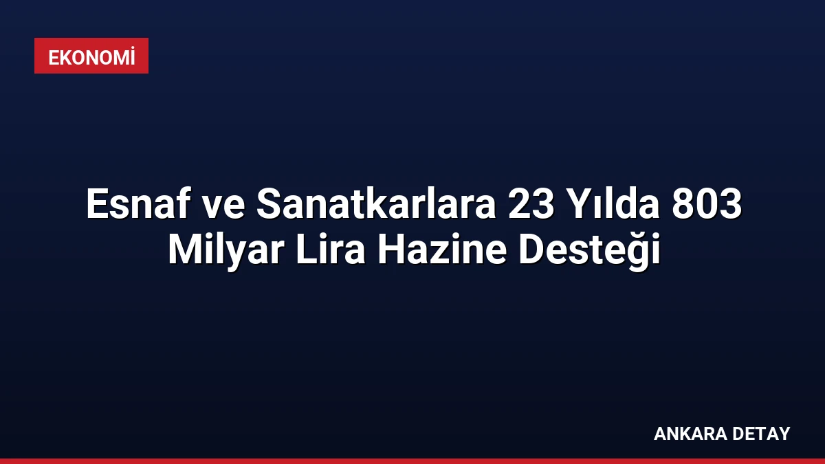 Esnaf ve Sanatkarlara 23 Yılda 803 Milyar Lira Hazine Desteği