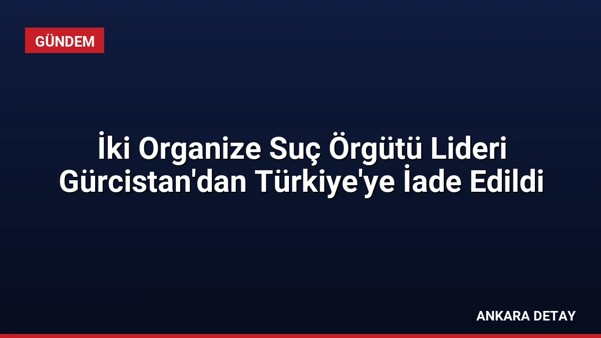 İki Organize Suç Örgütü Lideri Gürcistan’dan Türkiye’ye İade Edildi