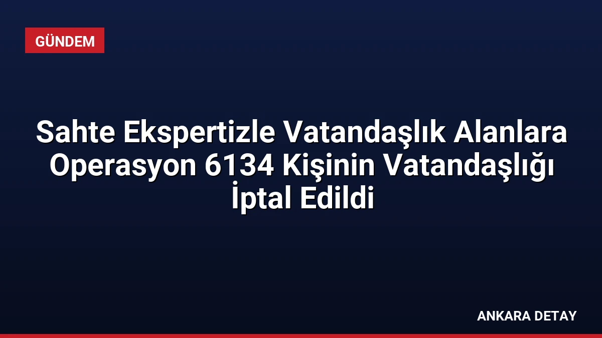 Sahte Ekspertizle Vatandaşlık Alanlara Operasyon 6134 Kişinin Vatandaşlığı İptal Edildi