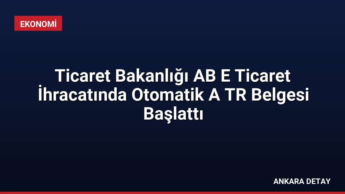 Ticaret Bakanlığı AB E Ticaret İhracatında Otomatik A TR Belgesi Başlattı