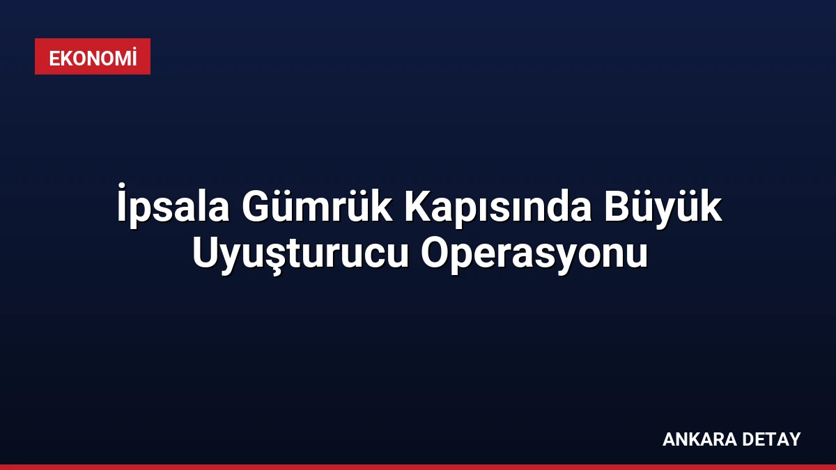 İpsala Gümrük Kapısında Büyük Uyuşturucu Operasyonu