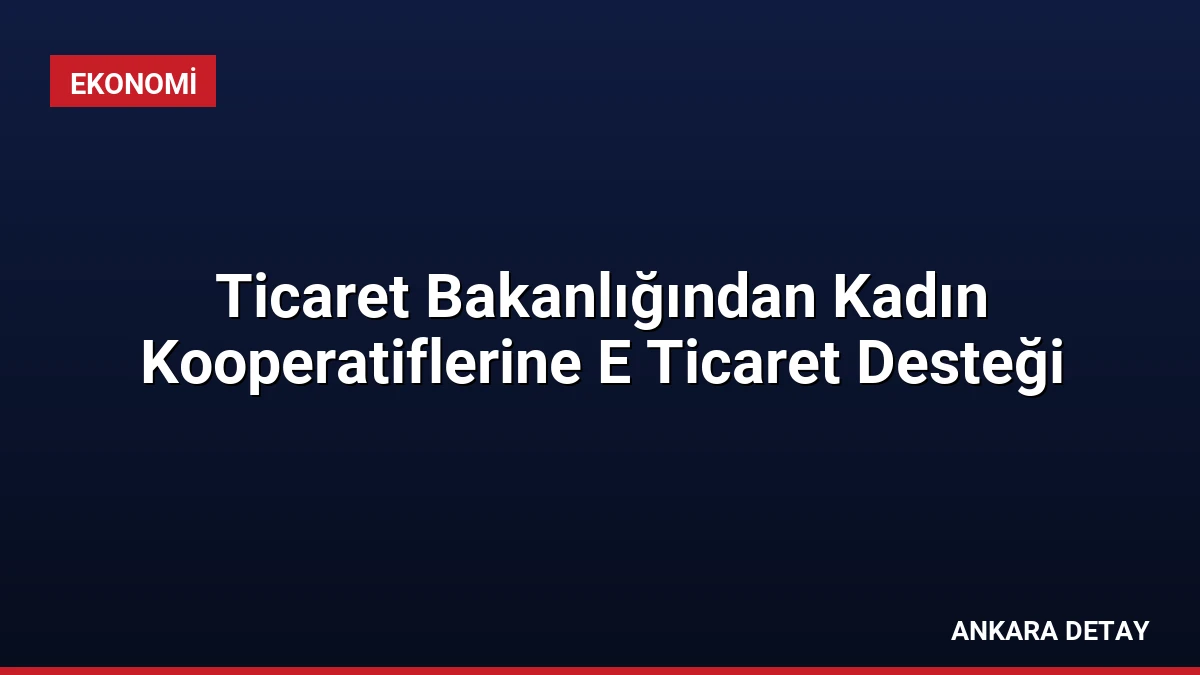 Ticaret Bakanlığından Kadın Kooperatiflerine E Ticaret Desteği