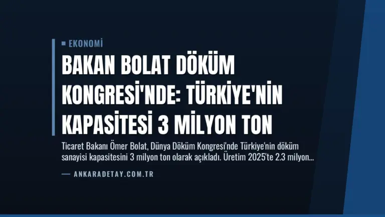 Bakan Bolat Döküm Kongresi’nde: Türkiye’nin Kapasitesi 3 Milyon Ton
