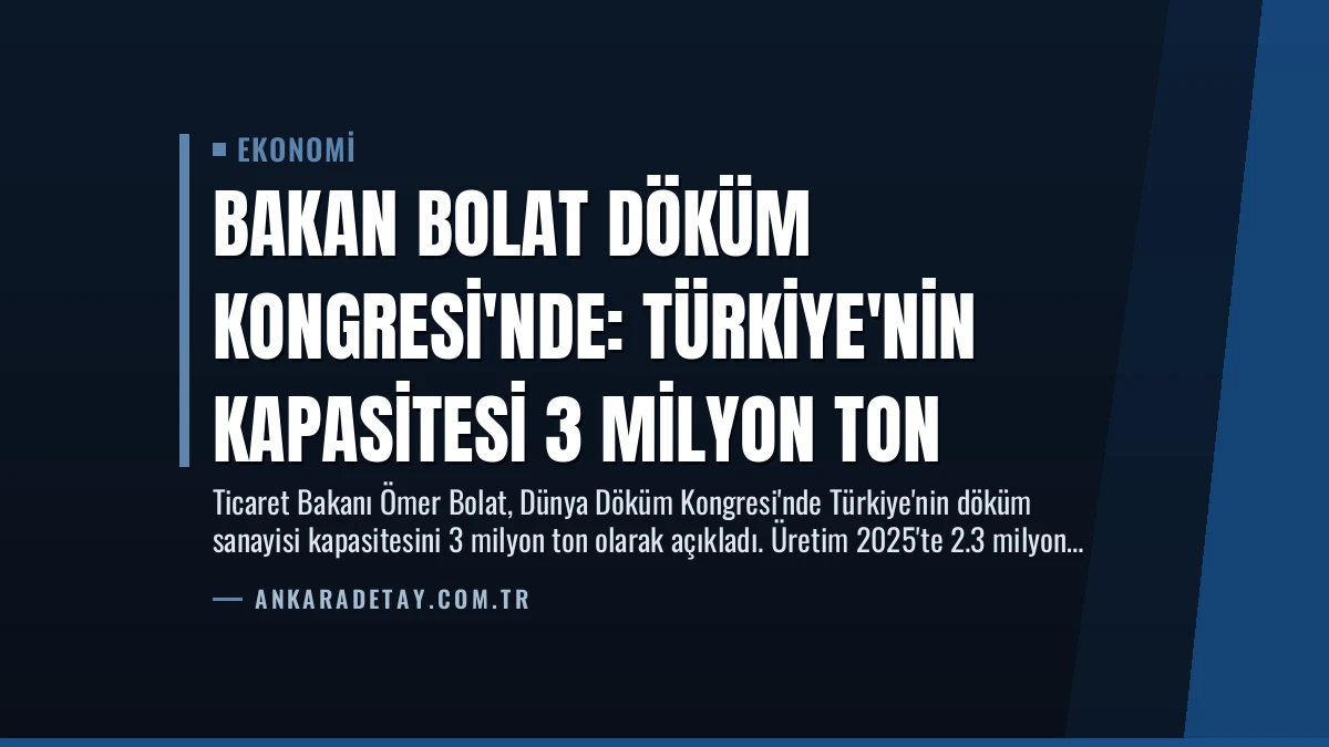 Bakan Bolat Döküm Kongresi’nde: Türkiye’nin Kapasitesi 3 Milyon Ton