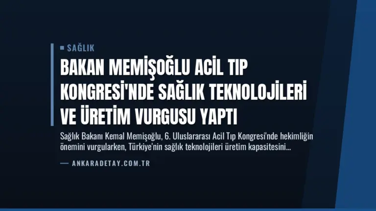 Bakan Memişoğlu Acil Tıp Kongresi'nde Sağlık Teknolojileri ve Üretim Vurgusu Yaptı