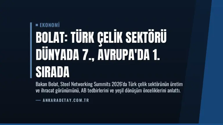 Bolat: Türk Çelik Sektörü Dünyada 7., Avrupa'da 1. Sırada