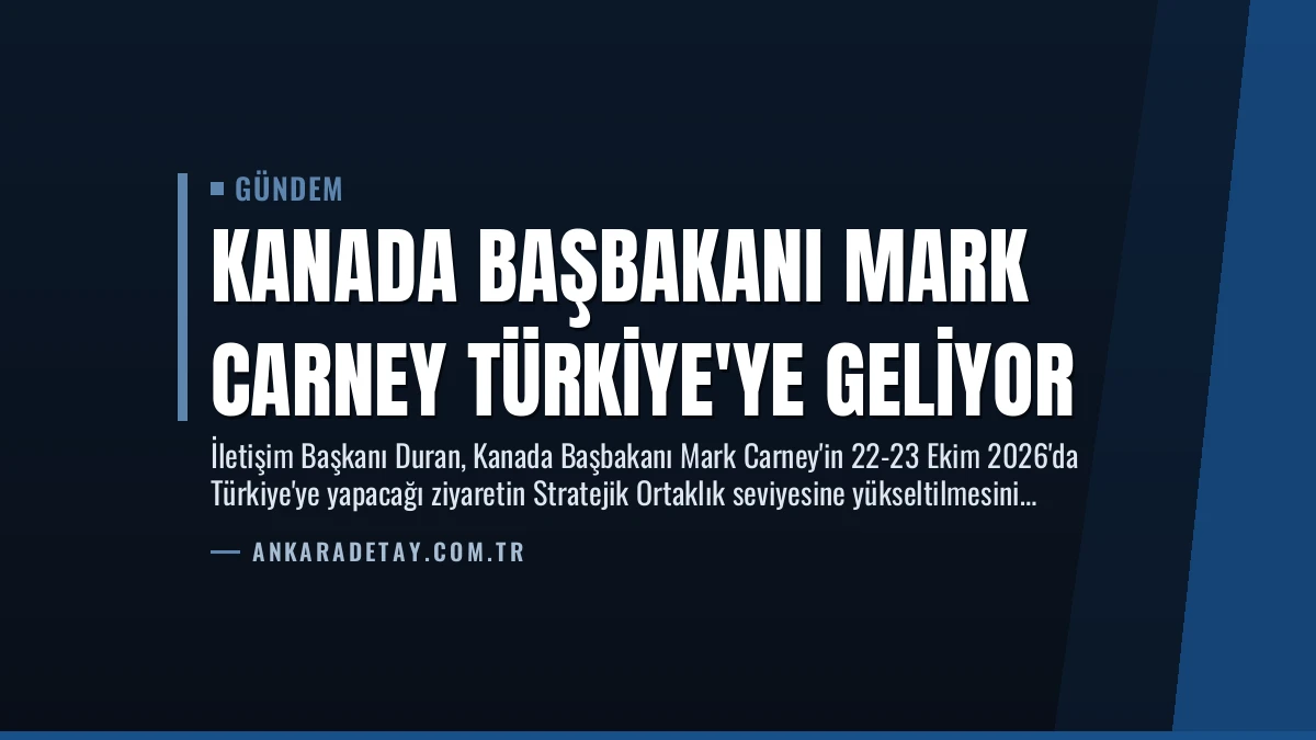 Kanada Başbakanı Mark Carney Türkiye’ye Geliyor