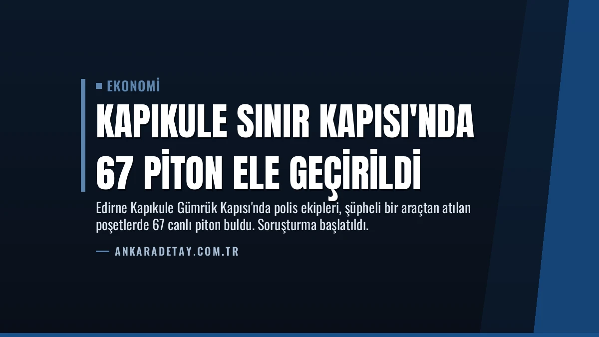 Kapıkule Sınır Kapısı’nda 67 Piton Ele Geçirildi