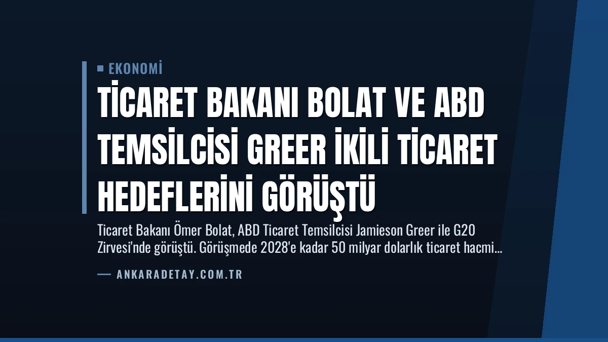 Ticaret Bakanı Bolat ve ABD Temsilcisi Greer İkili Ticaret Hedeflerini Görüştü
