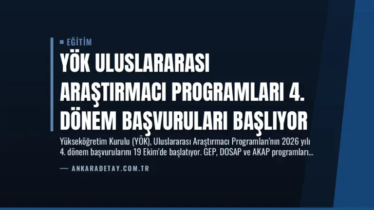 YÖK Uluslararası Araştırmacı Programları 4. Dönem Başvuruları Başlıyor